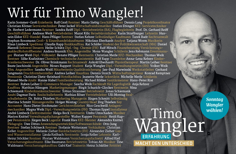 Kampagne Timo Wangler - Anzeige