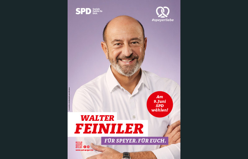 Plakat Walter Feiniler - Kampagne für SPD Speyer Kommunalwahl 2024