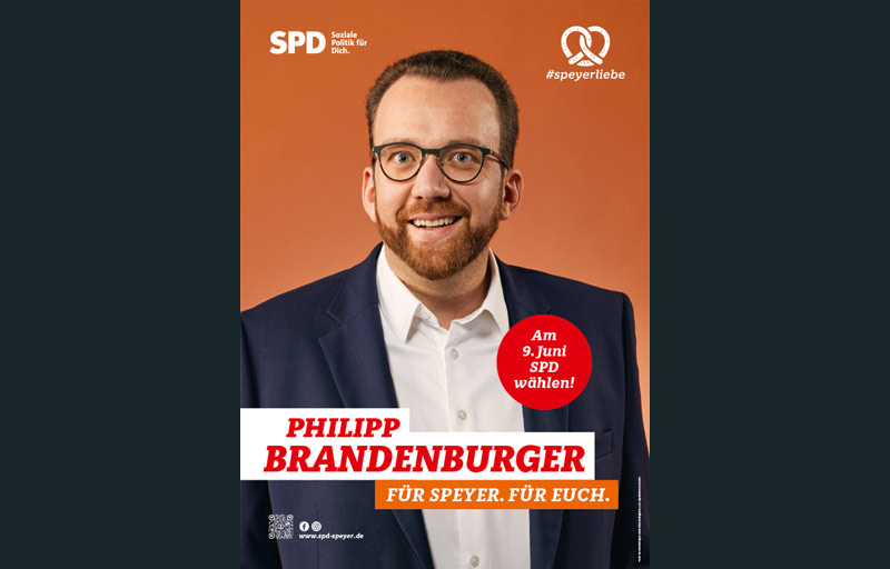 Plakat Pilipp Brandenburger - Kampagne für SPD Speyer Kommunalwahl 2024