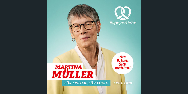 Sharepic Martina Müller - Kampagne für SPD Speyer Kommunalwahl 2024