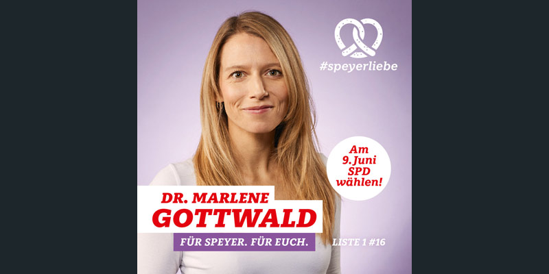 Sharepic Dr. Marlene Gottwald - Kampagne für SPD Speyer Kommunalwahl 2024