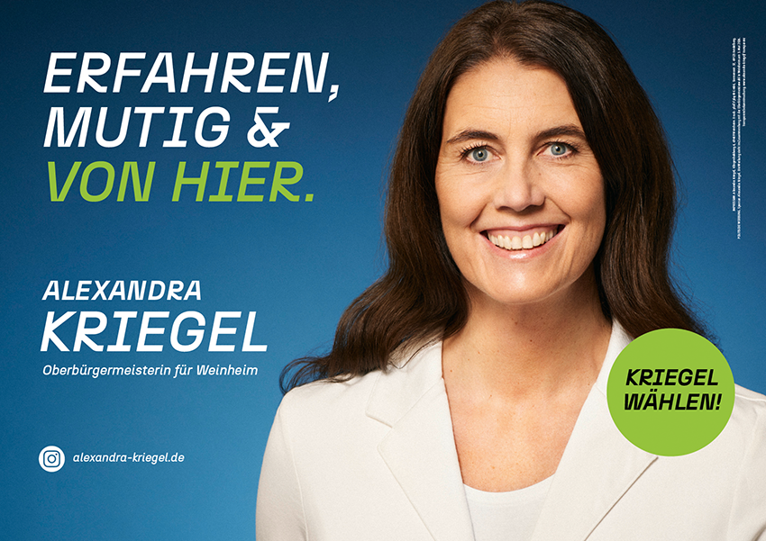 Bildmaterial zur Kampagne für Alexandra Kriegel zur OB-Wahl in Weinheim 2026