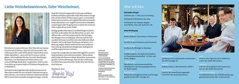 Bildmaterial zur Kampagne für Alexandra Kriegel zur OB-Wahl in Weinheim 2026