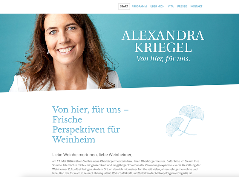 Bildmaterial zur Kampagne für Alexandra Kriegel zur OB-Wahl in Weinheim 2026